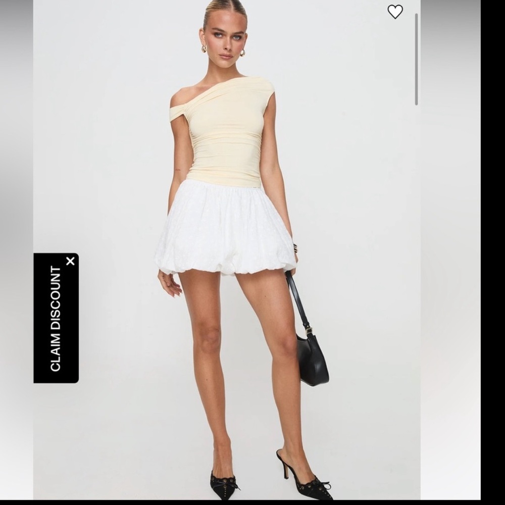 PRINCESS POLLY Anglaise Bubble Hem Mini Skirt White Size 12 Brand New Women’s - Picture 2 of 9